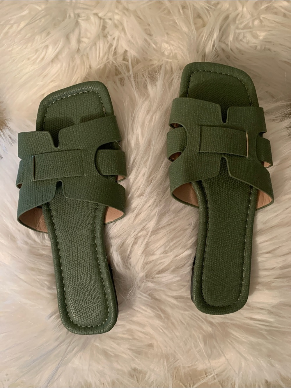 Olive Green Women's Slide Sandals